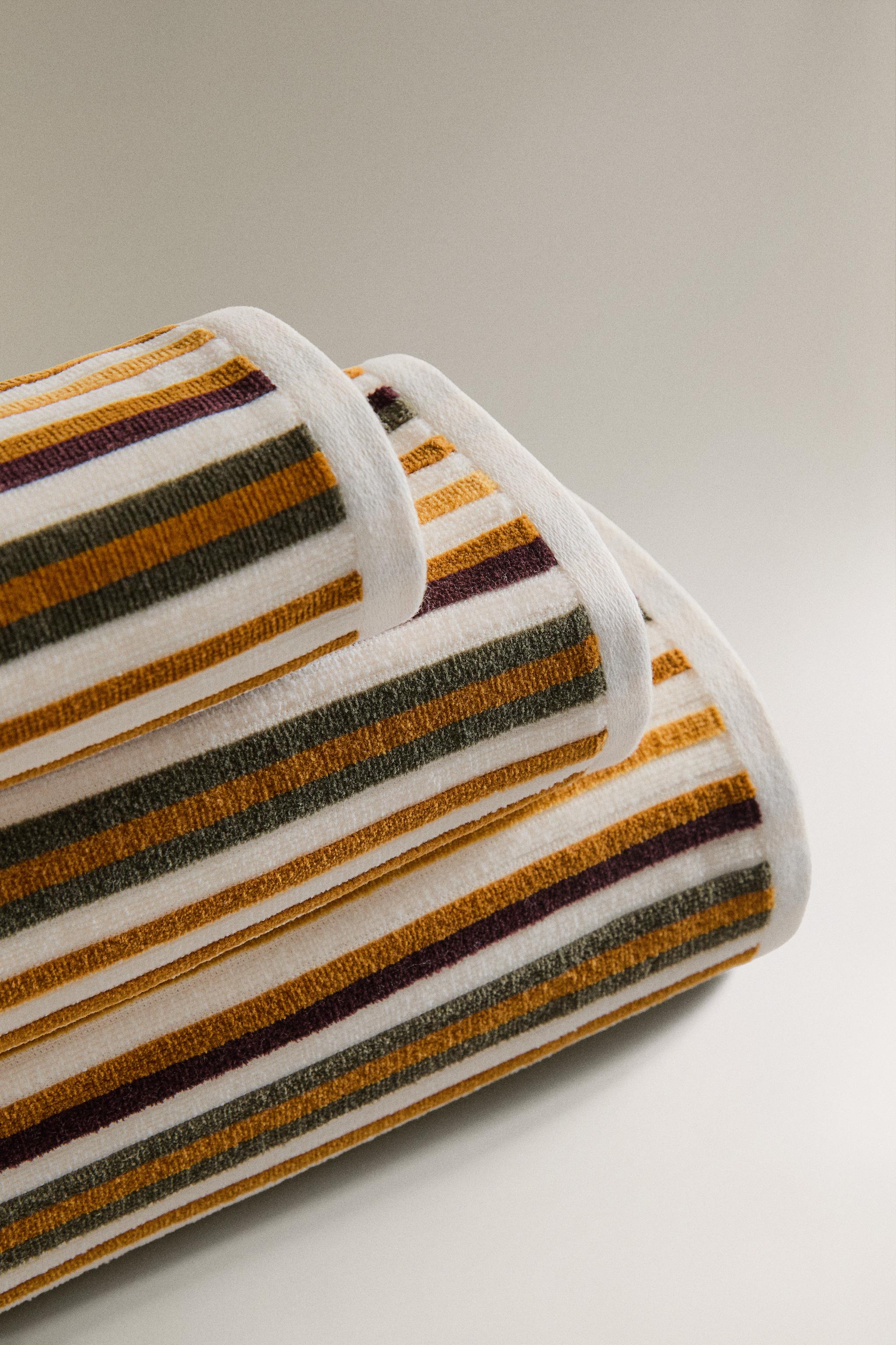 STRIPED VELOUR BATH TOWEL